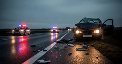 Car crash at night with police present