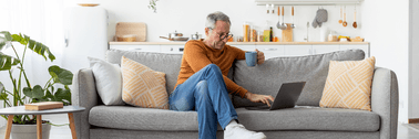 Older man checking statement online