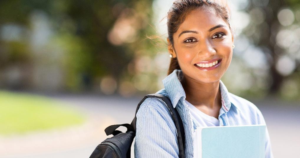 female college student on campus