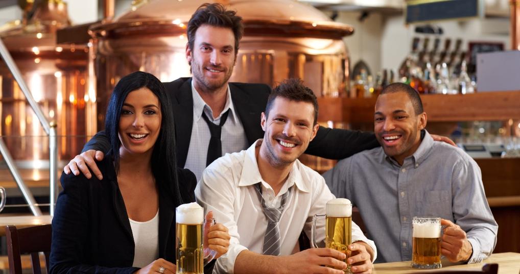Friends drinking beer together