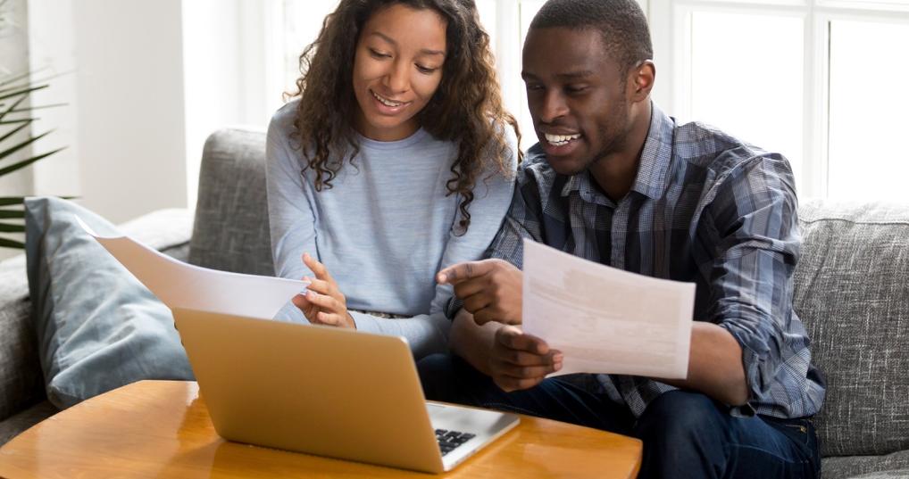 Couple looking at bank statements
