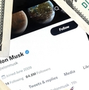 banner Elon Musk Twitter account and money background