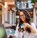 Woman using her credit card points