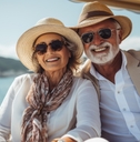 senior couple enjoying vacation on yacht