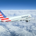 American Airlines over the clouds