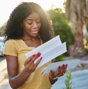 woman checking mail