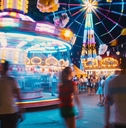 unfocused scene of a crowd at theme park