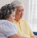 senior couple use tablet searching prescription