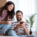 Couple using credit card online