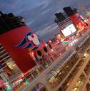 Disney cruise ship at night
