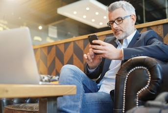Man in airport lounge