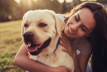 Happy woman with dog