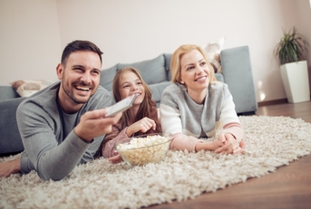 Family watching television
