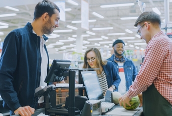 Working at grocery store