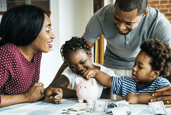 Family saving money together