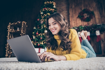 Smiling woman shopping online