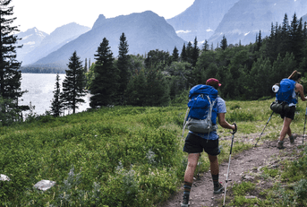 People hiking in national park