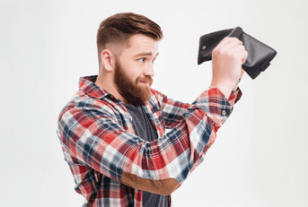 man holding empty wallet