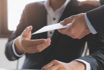 man getting paycheck