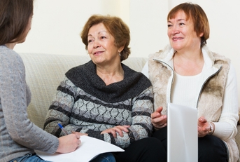 Women talking to advisor