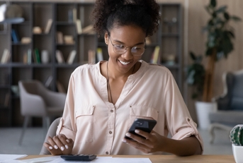 woman organizing finances