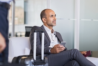 Man waiting in lounge