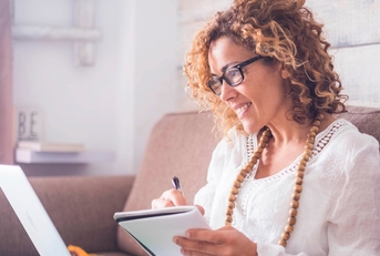 Woman working on computer