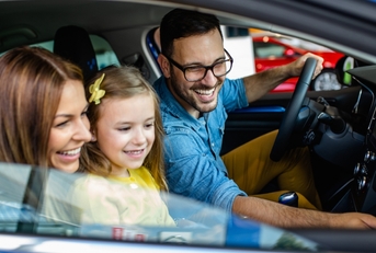 happy family in a car