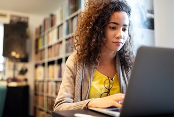 Young woman working on a computer