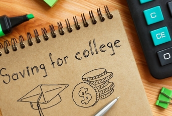 saving for college is shown on the conceptual photo using the text