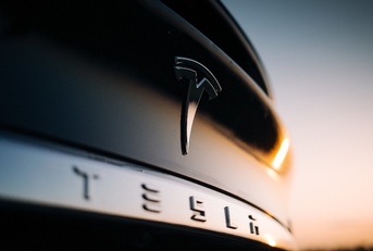 Tesla Model X P100D interior logo at the rear trunk