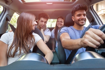 Young people on a road trip