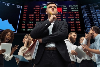 tensioned investors analyzing crisis on stock market