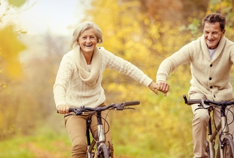 active seniors riding bike