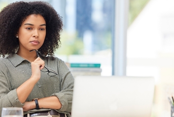 Woman looking at computer