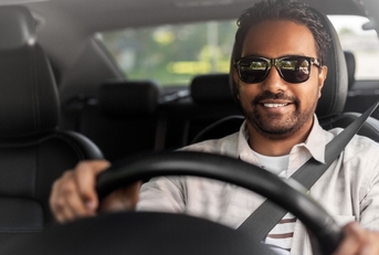 Man driving a car