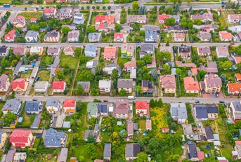 neighborhood with residential houses and driveways