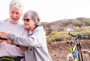 Older couple with bike