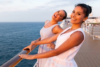 two women having fun on cruise ship