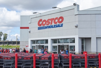costco store carts parked outside.