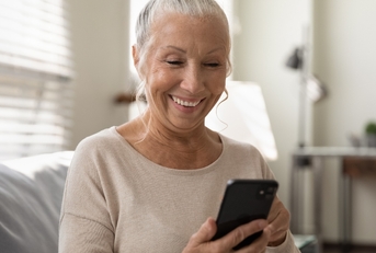 Older woman using a phone