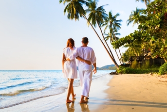 A couple on a honeymoon trip