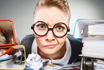 crazy thoughtful accountant businesswoman