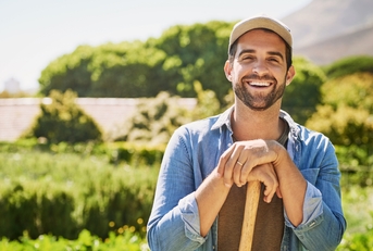 happy person with plants