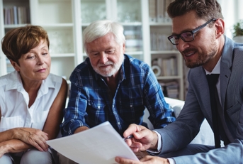 senior couple taking advice