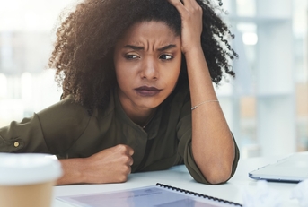 Stressed woman at work