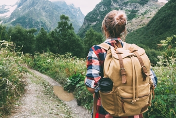 woman hiking in the mountains