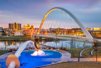 Des Moines Iowa skyline in USA