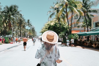 Woman walking down the street