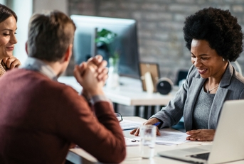 couple talking to a banker